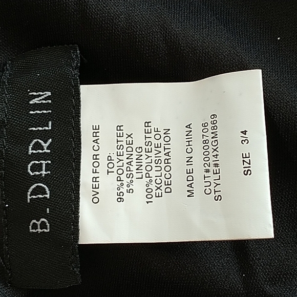 NEW B. Darlin Black 2 Piece Prom Formal Gown Razorback Evening Sz 3/4 - Picture 11 of 11